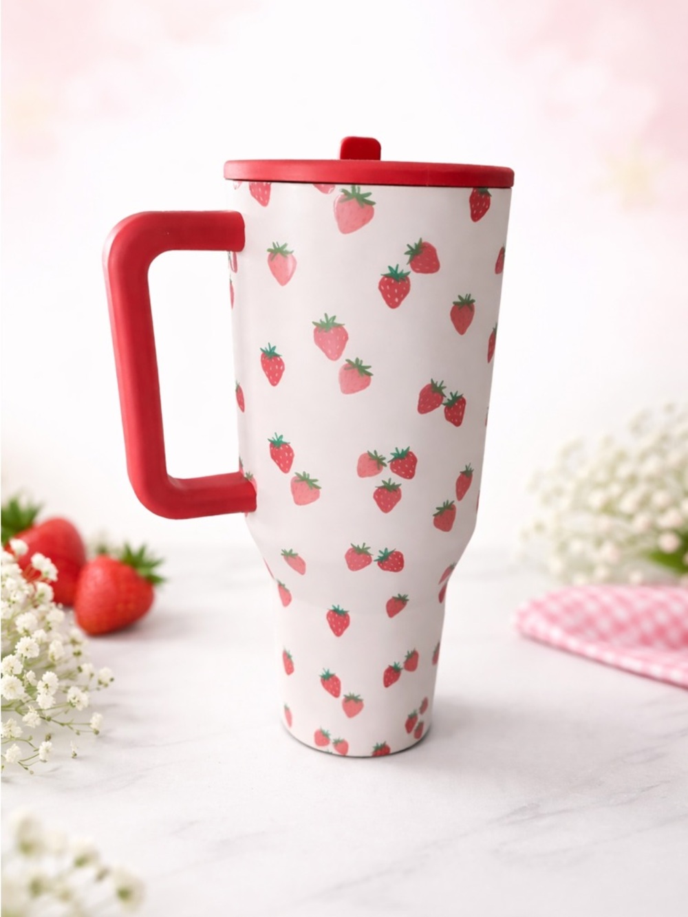 *New* HydroJug Berry Cute Strawberry Print 40oz Traveler Tumbler